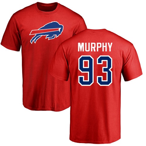Men NFL Buffalo Bills #93 Trent Murphy Red Name and Number Logo T Shirt->nfl t-shirts->Sports Accessory